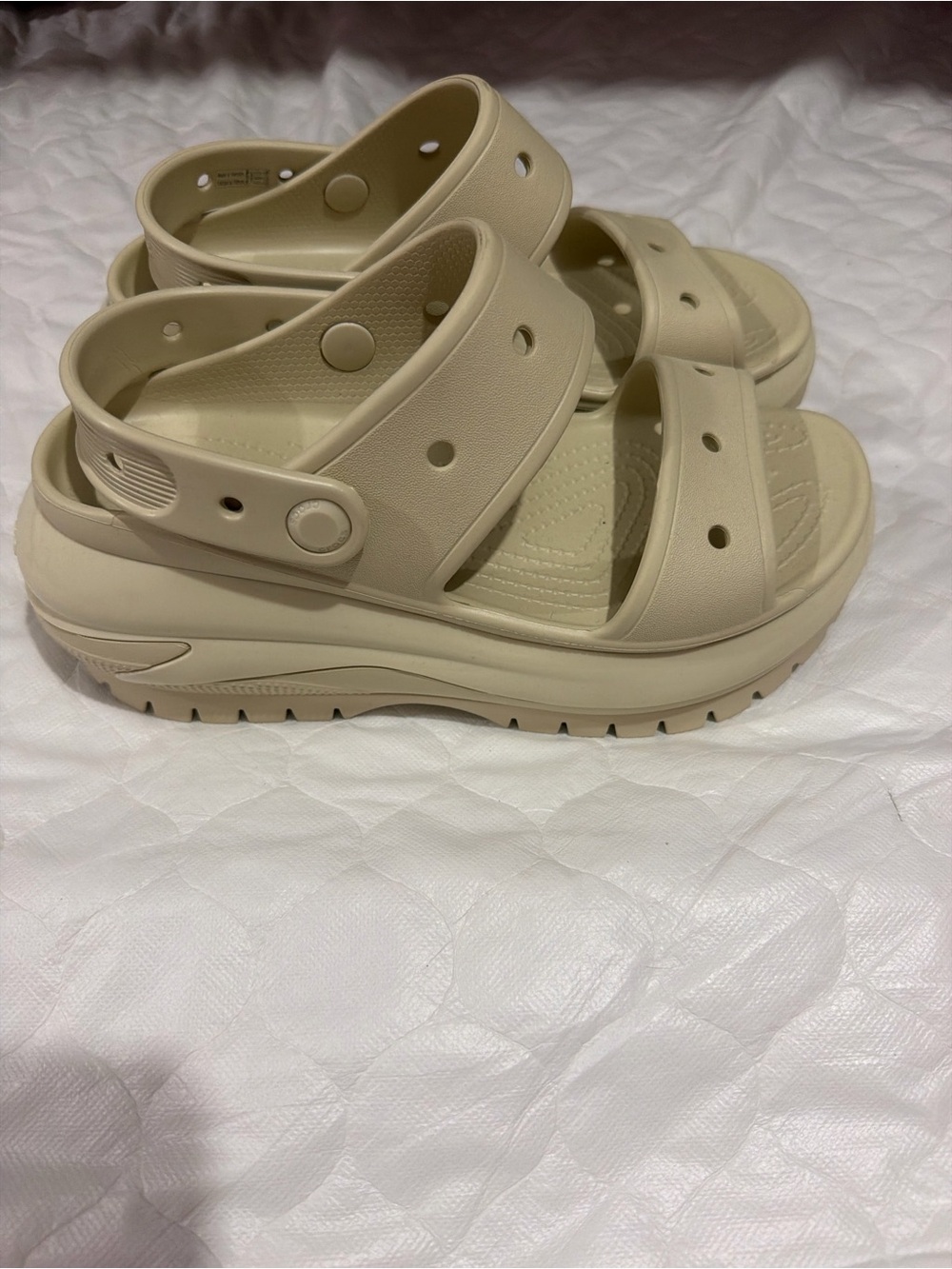 CROCS Platform Slide Sandals in Cream